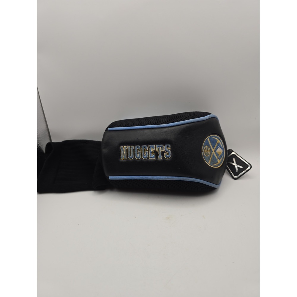 Denver Nuggets NBA Golf Club Head Cover Black Leather Mesh Sock Headcover VTG